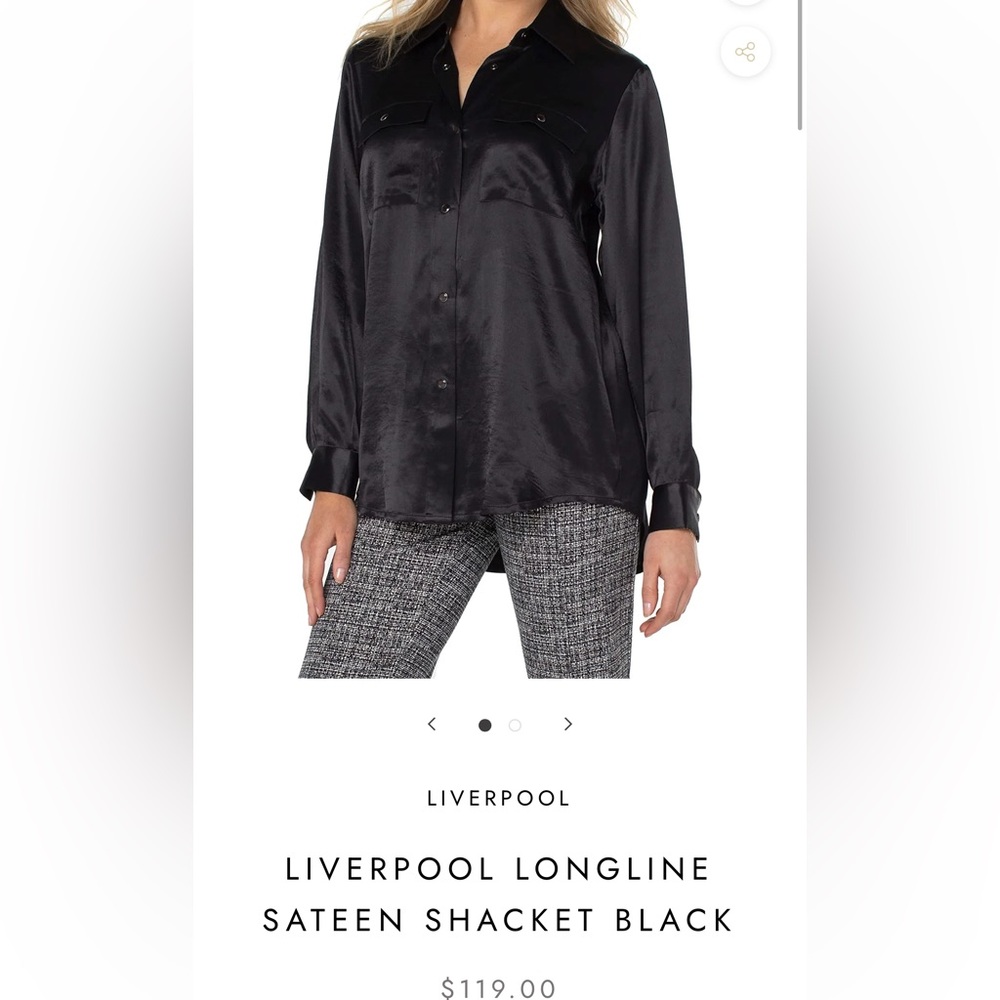 NWT Liverpool Black Button Down Shirt